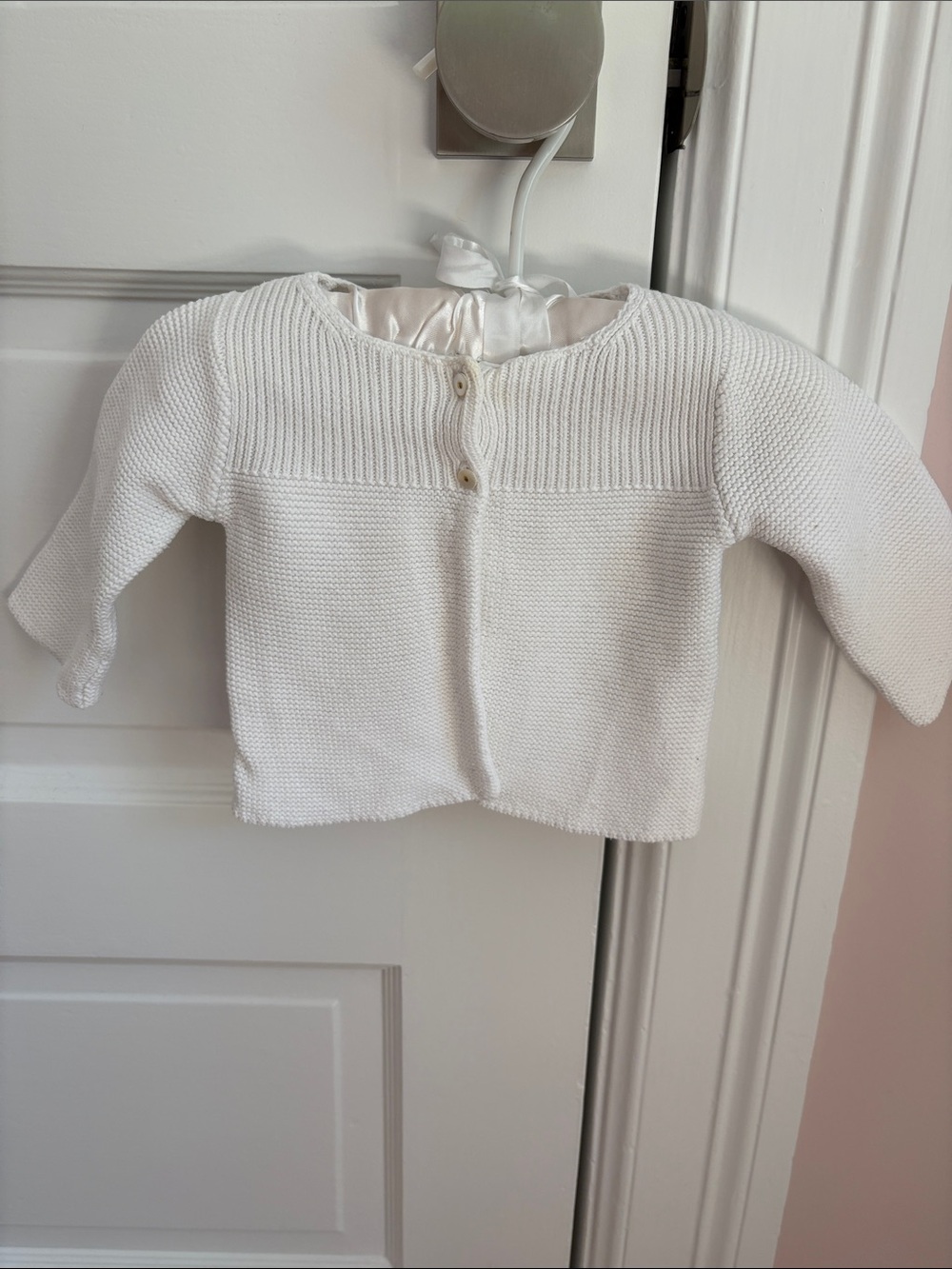 Jacadi Ivory Knit Baby Cardigan with Button Front